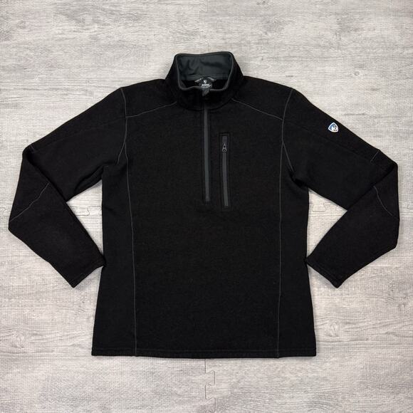 Kuhl Interceptr 1/4 Zip Sweater Mens M Black Pullover Jacket Fleece Hiking EUC - Picture 1 of 11
